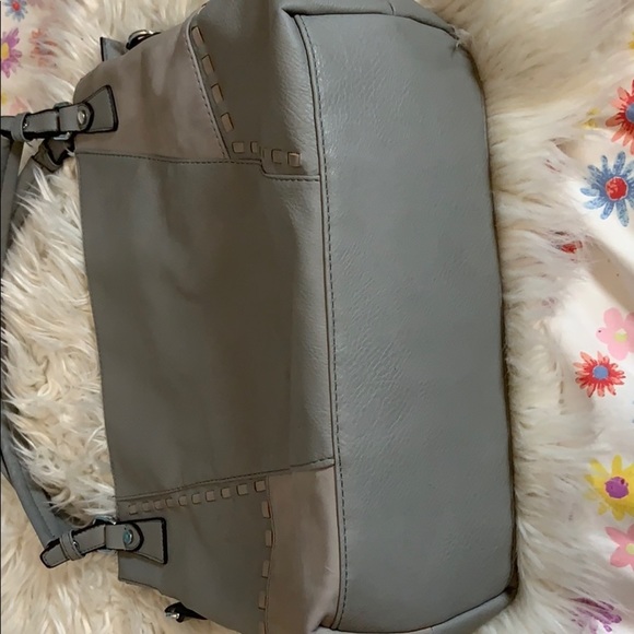 Grey Faux Leather Hobo Tote Shoulder Bag Patchwork - Picture 5 of 12